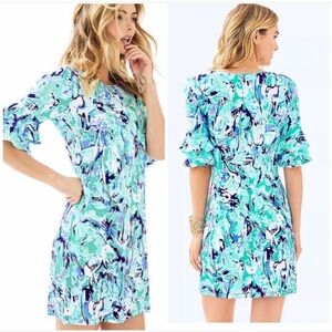 Lilly Pulitzer Lula Dress Tropical Turquoise Elephant Appeal